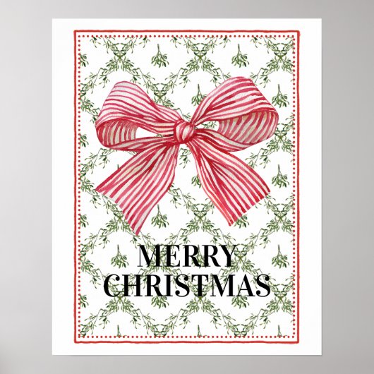 Mistletoe Trellis Red Bow Art Poster (Voorkant)