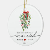 Mistletoe trouwde eerste kerst keramisch ornament (Links)