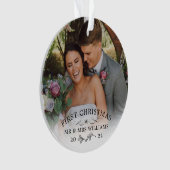 Mistletoe Twig Eerste Kerstmis Mr & Mrs Foto Ornament (voorkant)