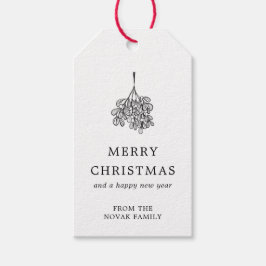 Mistletoe Twig Kraft Paper Merry Kerstry Cadeaulabel