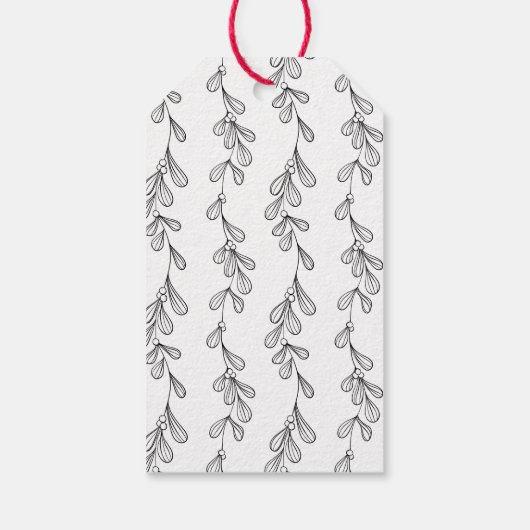 Mistletoe Twig Kraft Paper Merry Kerstry Cadeaulabel (Achterkant)