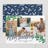 Mistletoe Twigs Photo Collage Merry Kerstmis Feestdagenkaart (Voorkant / Achterkant)