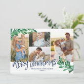 Mistletoe Twigs Photo Collage Merry Kerstmis Feestdagenkaart (Staand voorkant)