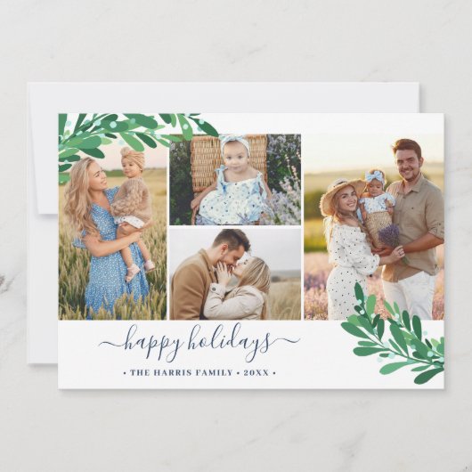 Mistletoe Twigs Photo Collage Prettige feestdagen Feestdagenkaart (Voorkant)