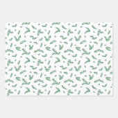 Mistletoe Twigs & Stripes Gemengde Kerstpatronen Inpakpapier Vel (Voorkant)