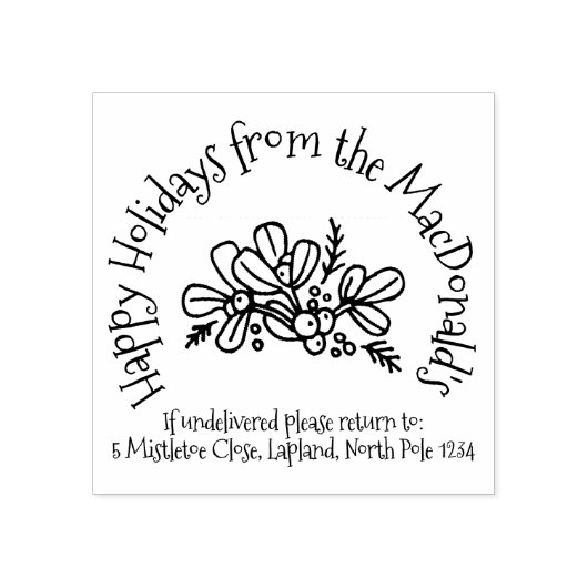 Mistletoe vakantie groetjes retournering adresstem rubberstempel (Afrduk)