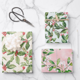 Mistletoe Vintage Christmas Wrapping Paper Sheets