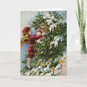 "Mistletoe" Vintage kerst Kaart
