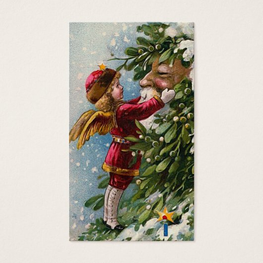 "Mistletoe" Vintage kerstcadeau Label Visitekaartjes (Voorkant)