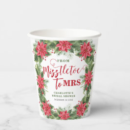 Mistletoe Voor Mrs Winter Poinsettia Bruidsfeest Papieren Bekers