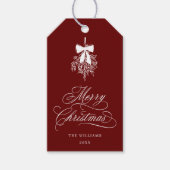 Mistletoe Vrolijk Kerstfeest | Feliz Navidad Red Cadeaulabel (Voorkant)