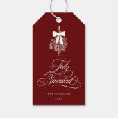 Mistletoe Vrolijk Kerstfeest | Feliz Navidad Red Cadeaulabel (Achterkant)