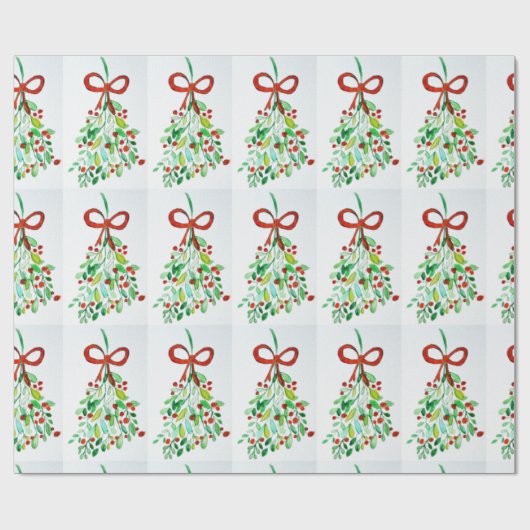 Mistletoe waterverf cadeaupapier (Vlak)