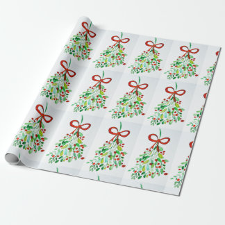 Mistletoe waterverf cadeaupapier