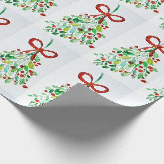 Mistletoe waterverf cadeaupapier (Hoek)