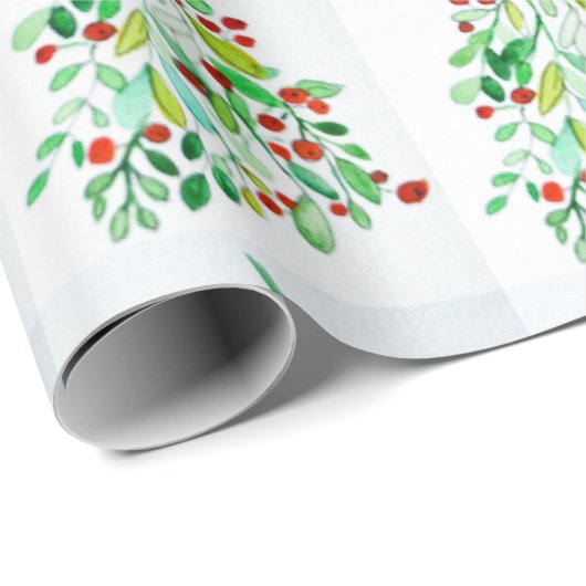 Mistletoe waterverf cadeaupapier (Rol Hoek)