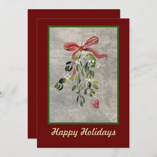 Mistletoe Waterverf Vakantiekaarten 5x7 Kaart (Voorkant / Achterkant)