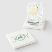 Mistletoe Waterverven & Text Joy Sjabloon Stenen Onderzetter (Zijkant)