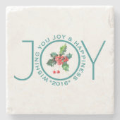 Mistletoe Waterverven & Text Joy Sjabloon Stenen Onderzetter (Voorkant)