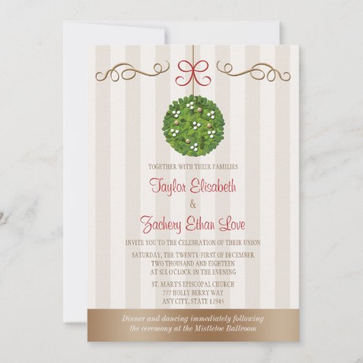 Mistletoe Wedding Invitations Kaart (Voorkant)