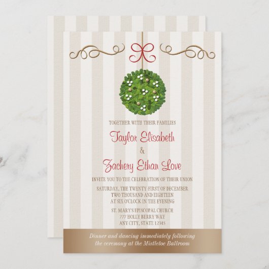 Mistletoe Wedding Invitations Kaart (Voorkant / Achterkant)