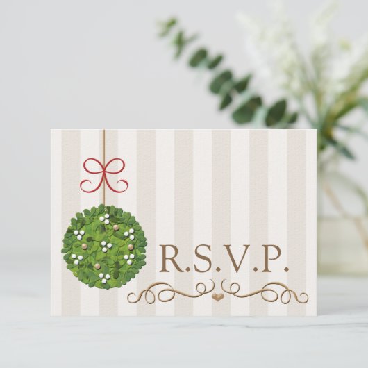 MISTLETOE WEDDING RESPONSE RSVP-KAART RSVP KAARTJE (Staand voorkant)