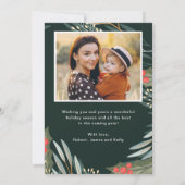 Mistletoe Winter Foliage Merry Kerstmis 2 Foto Feestdagenkaart (Achterkant)