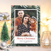 Mistletoe Winter Foliage Merry Kerstmis 2 Foto Feestdagenkaart