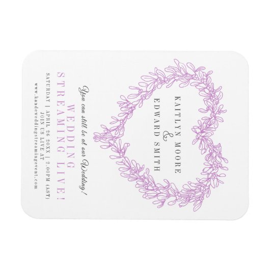 Mistletoe winterbruiloft paarse witte live stream magneet (Horizontaal)