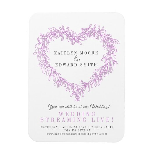 Mistletoe winterbruiloft paarse witte live stream magneet (Verticaal)