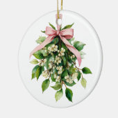 Mistletoe with Pink Ribbon Keramisch Ornament (Links)