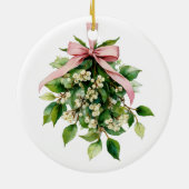 Mistletoe with Pink Ribbon Keramisch Ornament (Achterkant)