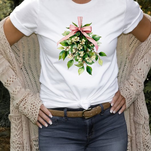 Mistletoe with Pink Ribbon T-shirt