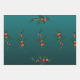 Mistletoe Wrapping Paper Flat Sheet Set van 3