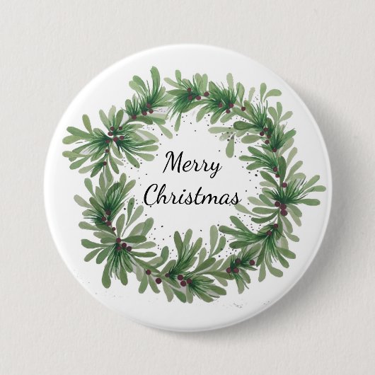 mistletoe wreatbutton ronde button 7,6 cm (Voorkant)