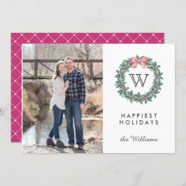 Mistletoe Wreater Initiaal kerstfoto Feestdagen Kaart