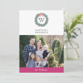 Mistletoe Wreath Christmas Feestdagen foto | roze Kaart (Staand voorkant)