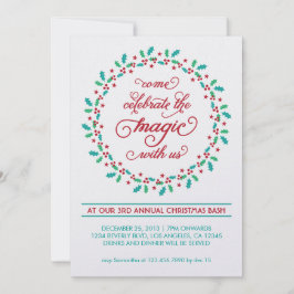 Mistletoe Wreath Holiday Party Invitation Kaart
