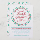 Mistletoe Wreath Holiday Party Invitation Kaart (Voorkant / Achterkant)