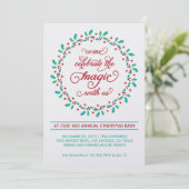 Mistletoe Wreath Holiday Party Invitation Kaart (Staand voorkant)