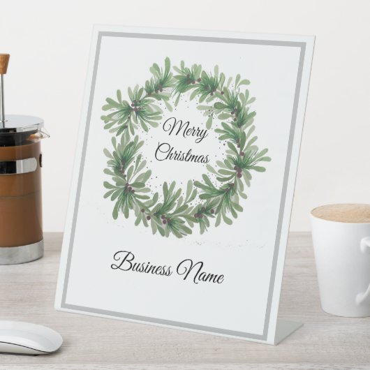 Mistletoe Wreath Reclamebord Met Voetstuk (Insitu)