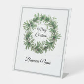 Mistletoe Wreath Reclamebord Met Voetstuk (Voorkant)