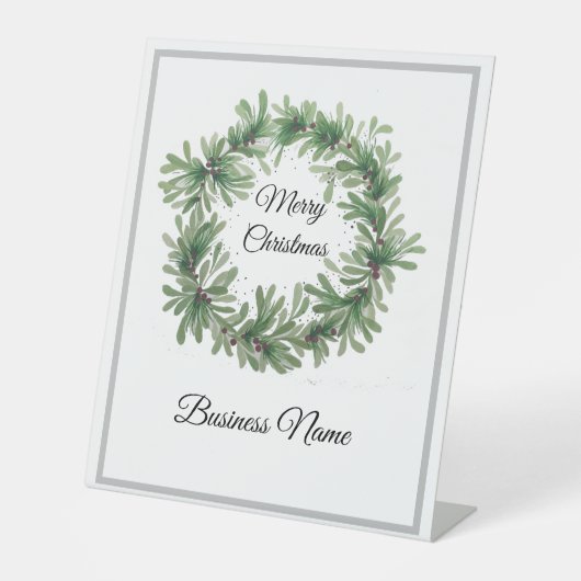 Mistletoe Wreath Reclamebord Met Voetstuk (Voorkant)