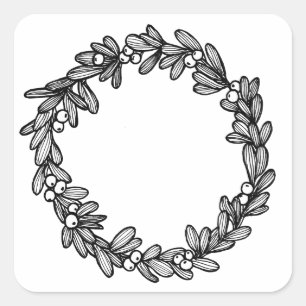 Mistletoe Wreath Vierkante Sticker
