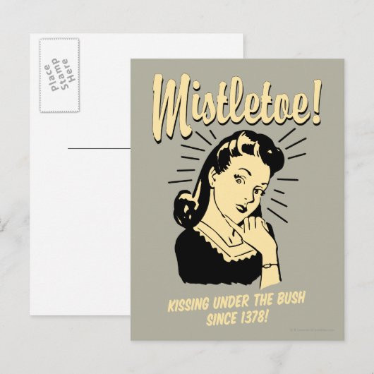 Mistletoe : zoenen onder de Struik sinds 1378 Briefkaart (Voorkant / Achterkant)