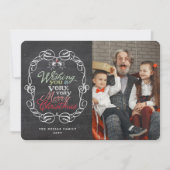 Mistletoes Foto van Merry Kerstrustic Chalkboard Feestdagenkaart (Voorkant)