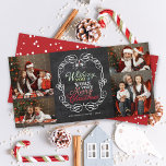 Mistletoes Foto van Merry Kerstrustic Chalkboard Feestdagenkaart<br><div class="desc">'Wishing you a very merry Christmas' kleurrijke groettypografie binnen een gerolde traditioneel Lijst, rustiek kerstkrijtbord met mistletoes 4 foto collage vakantie Kaart. Ontworpen door fat*fa*tin. Gemakkelijk aan te passen met uw eigen tekst, foto of afbeelding. Voor aangepaste verzoeken, neem dan rechtstreeks contact op met fat*fa*tin. Aangepaste kosten van toepassing. www.zazzle.com/fat_fa_tin...</div>