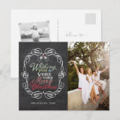 Mistletoes Foto van Merry Kerstrustic Chalkboard Feestdagenkaart (Voorkant / Achterkant)