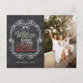 Mistletoes Foto van Merry Kerstrustic Chalkboard Feestdagenkaart (Voorkant)