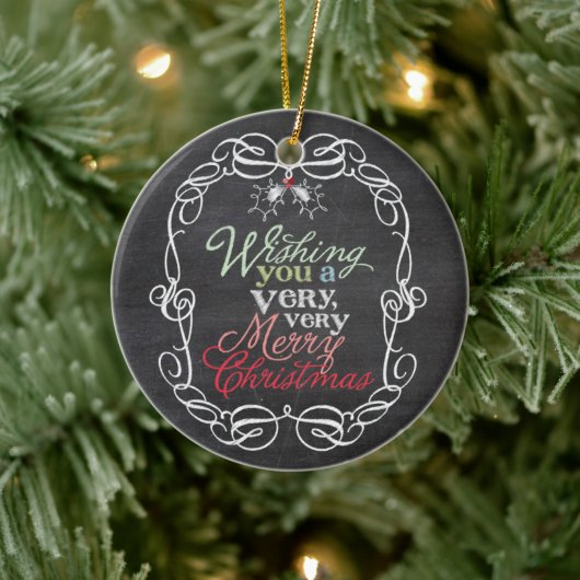 Mistletoes Foto van Merry Kerstrustic Chalkboard Keramisch Ornament (Boom)